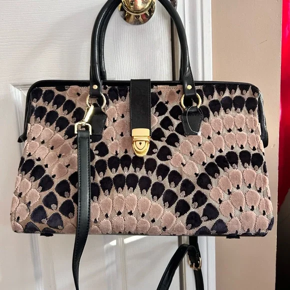 Glenda Gies chenille tapestry satchel purse